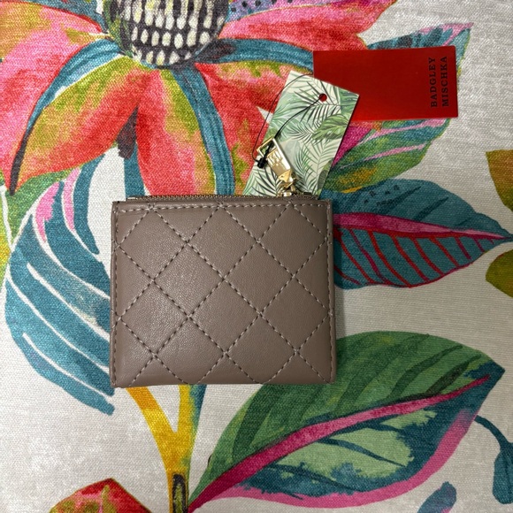 Badgley Mischka Taupe Quilted Wallet - Picture 3 of 8